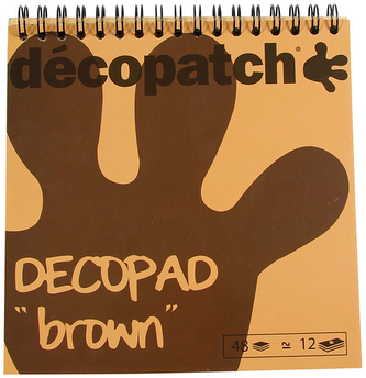 Papiery do decoupage 15 x 16 cm 12 wzorów brązowych w bloku na spirali BLOC06, Decopatch