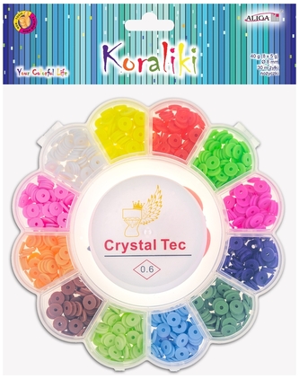 Zestaw koralików gumowych PJ-6300 rozm. 8mm, 60g + żyłka dł.30m i noży, Aliga