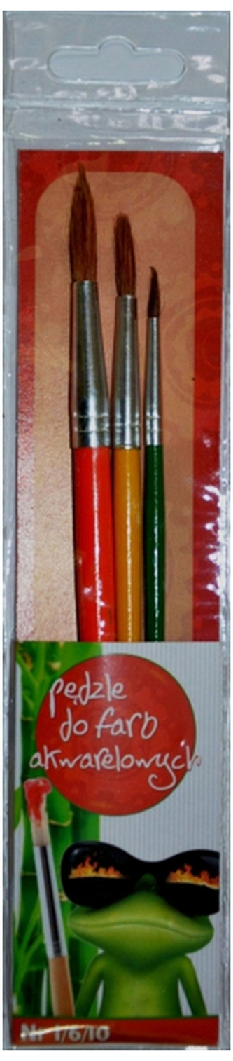 Pędzle akwarelowe zest. nr-y 1, 6 i 10 w etui, Kotulski
