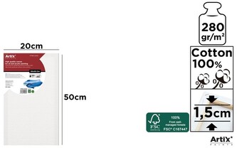 Podobrazie bawełniane 20x50cm 280g/m2 PP98-2050 Artix, Main Paper