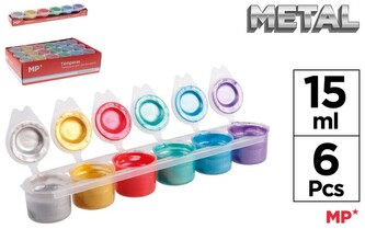 Farba tempera 6-kol. x 15ml. metaliczne, Artix