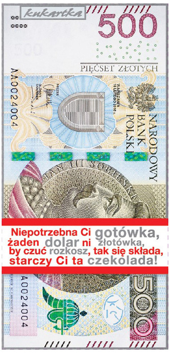 Czekolada banknot 500 złotych CZK-108, Passion