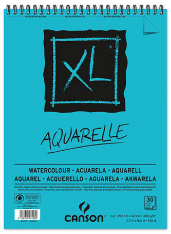 Blok do akwareli A3 20 k. 300g XL na spirali, Canson