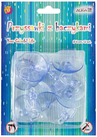 Przyssawki z obrotowymi haczykami 4cm, op.12szt. PH-9624, Aliga