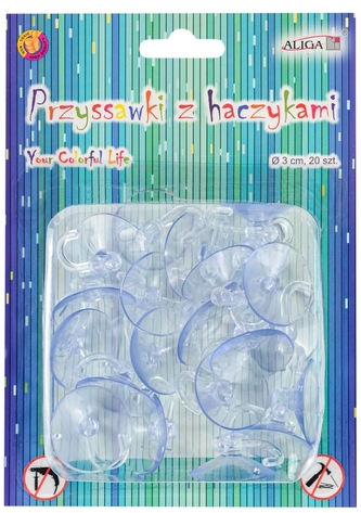 Przyssawki z obrotowymi haczykami 3cm, op.20szt. PH-9617, Aliga