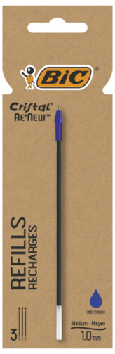 Wkłąd do długopisu Cristal Re"new niebieski op. 3szt., BiC