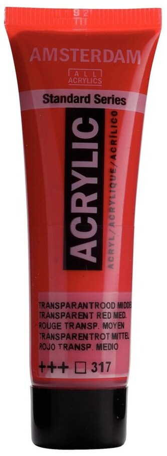 Farba akrylowa nr 317 transparent red med. 20ml, Amsterdam