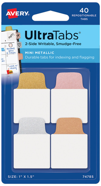 Zakładki ind. samoprzylepne 25x38mm, metalizowane 2, 4kol., Avery