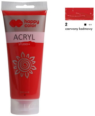 Farba akrylowa Studio 200ml, czerwony kadmowy, Happy Color