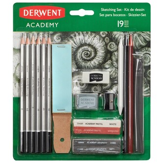 Zestaw do szkicowania ołówki, węgiel, pastele, temp.Academy, 2300365, Derwent