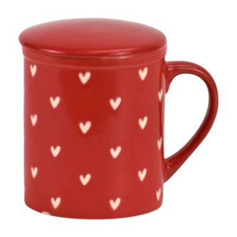 Červený hrnek byliňák se srdíčky 340ml, 2. jakost