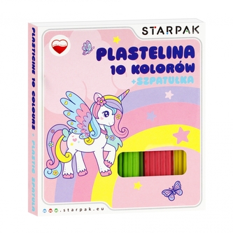 Plastelina 10 kolorów falista ze szpatułką. Unicorn