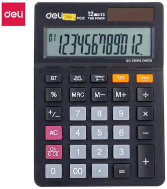 Kalkulator 12-pozycyjny czarny EM01320, Deli