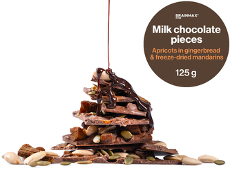BrainMax Pure Lámaná čokoláda mléčná, meruňky v perníku a lyofilizované mandarinky, BIO, 125 g