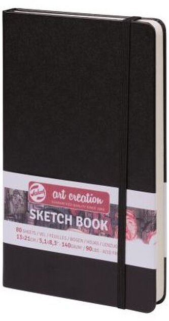 Szkicownik 13x21 cm 140g 80k. opr. twarda z gumką czar. ArtCreation, Talens Szkicownik 13x21 cm 140g 80k. opr. twarda z gumką czar. ArtCreation, Talens
