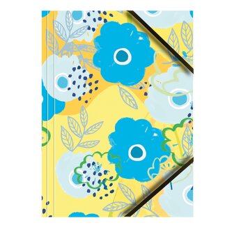 Teczka kartonowa, lakierowana A4 z gumką narożną. Pastelowe kwiaty BT601-C3