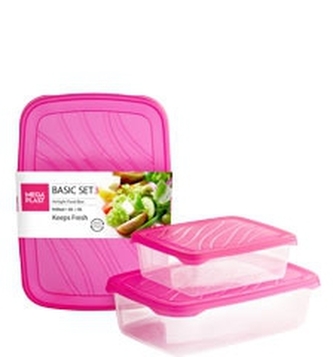 Mega Plast, Dóza Frigo basic set 3 ks (0,95 l + 2 l + 3 l), růžová, žlutá, modrá nebo zelená