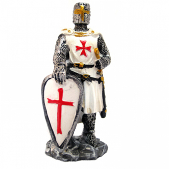Model Figurka templáře s velkým štítem - šedý-bílý