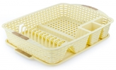 Mega Plast, Odkapávač na nádobí, polyratan, 47,5 x 37,5 x 9 cm, krémový
