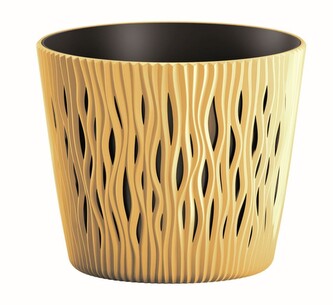 Květináč s vkladem Sandy Round hořčicový, varianta 22,5 cm