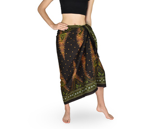 Sarong - Pareo KUJAKU, paví pera, hnědá