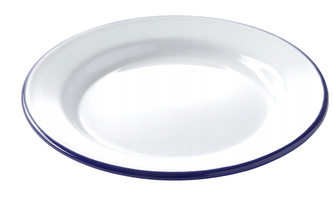 Olymp, smaltovaný talíř mělký 22 cm (výška 1,6 cm), bílý