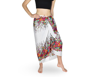 Sarong - Pareo TANKA, bílý, růžové květy