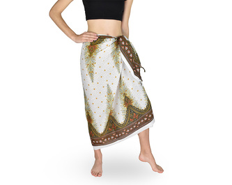 Sarong - Pareo KUJAKU, paví pera, bílá