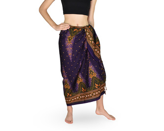 Sarong - Pareo KUJAKU, paví pera, fialová