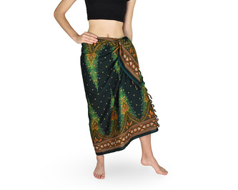 Sarong - Pareo KUJAKU, paví pera, zelená