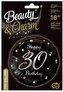 Balon foliowy B&C Happy 30 Birthday, czarny, nadruk srebrny, 18", Godan