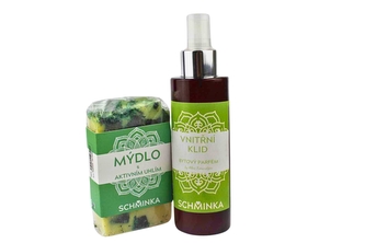 Výhodný Set: Bytový Parfém Vnitřní Klid + Přírodní Mýdlo s Aktivním Uhlím Zelené