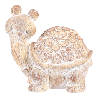 Želva - polyresin, menší, vzor květin, imitace dřeva