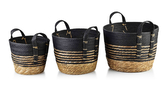 BALI Komplet 3 koszy trawa morska 33x33xH:26/28x28xH:23/23x23xH:20cm