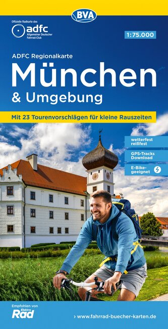ADFC-Regionalkarte München und Umgebung, 1:75.000, mit Tagestourenvorschlägen, reiß- und wetterfest, E-Bike-geeignet, GPS-Tracks
