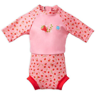 Splash About Plavky Happy Nappy kostýmek 3/4 rukáv Sunsuit Strawberry Field Vel. L (6-14 měs.)