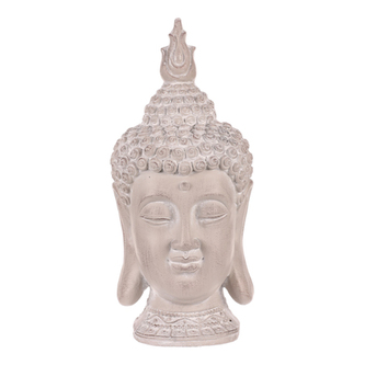 Buddha hlava - dekorace z polyresinu, šedá