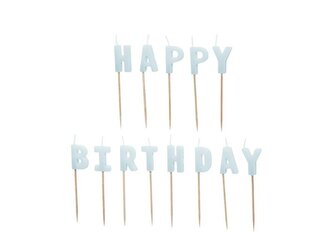 Świeczki Happy Birthday 2,5cm błękitne 13szt