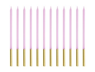 Świeczki urodzinowe gładkie fioletowe 14cm 12szt