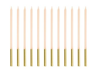 Świeczki urodzinowe gładkie beżowe 14cm 12szt