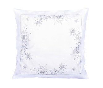 Návlek na polštář, Vločky a Vánoce, bílý, 40 x 40 cm