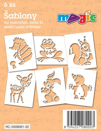 Papírové šablony MAGIC, 11 x 14cm, 6ks, sada Z1 - Lesní zvířátka