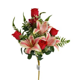 Kytice lilie, růže, přízdoba, 6 barev, Barva červená  LY019