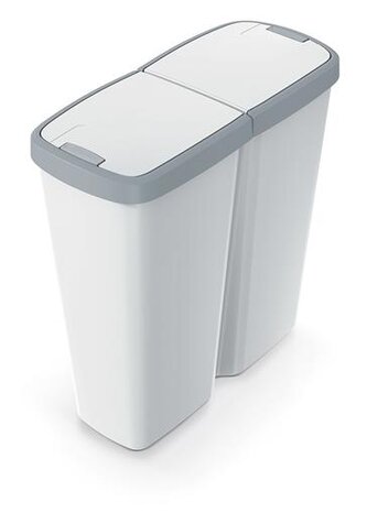 Odpadkový koš Prosperplast COMPACTA Q DUO, 50 l popelavá se světle šedým víkem