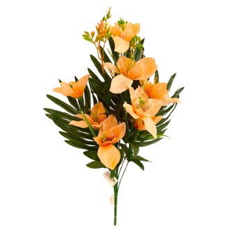 Kytice orchidej s palmovým listem, 6 barev, Barva lososová  H373