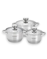 Nerezová sada hrnců s poklicemi – 6 ks 2 l, 3 l,4 l