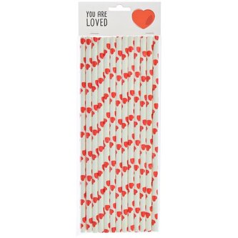 Słomki papierowe serduszka 12szt