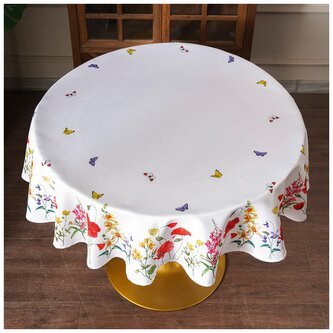 Vzorovaný kulatý ubrus na stůl SPRING MEADOW III. O 130 cm Mybesthome