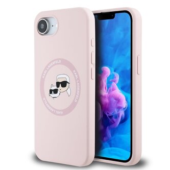 Karl Lagerfeld Liquid Silicone K&CH Heads MagSafe Zadní Kryt pro iPhone SE4 Pink