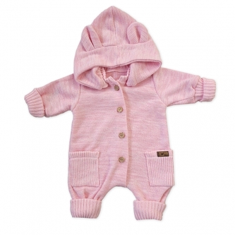 Dětský pletený overálek s odepínací kapucí - baby pink, 68/74; 68/74 (6-9m)